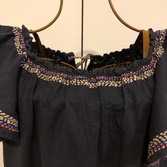BANJARA Cotton Embroidered Navy Blue Boho Sheath Dress Women's Size S - Picture 6 of 8